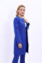 Zero Collar Plain Long Jacket-Cobalt Blue - 5