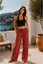 Women's Linen Trousers with Elastic Waist and Loose Fit - 2
