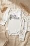 Little Panda Living 100% Cotton Long Sleeve Baby Bodysuit and Panda Patterned Pants 2-Piece Set - Ecru & - 4