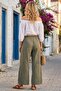 Khaki Pocketed Washed Mesh Detailed Sewn Patchwork Shalwar Linen Blend Woven Trousers - 3