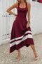Women's round neck asymmetric stripe detail long viscose dress - 4