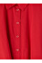 Two Mt Shop Quality Lcw Vision Red Voile Plain Standard & Regular Shirt Collar Midi Shirt Dress - 7
