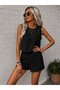 Women's Sleeveless Crew Neck Short Blouse and Short Two-Piece Set - 3