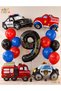 Police & Fire Truck Balloon Set 9 Years Old - 15 Piece Police & Fire Truck Birthday Set