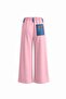 Blue Pink Contrast Fabric Ripped Denim Wide Leg Pants 19062 - 2