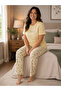 Women's Plus Size Milan Fabric Crew Neck Short Sleeve Pajama Set Gift, Dowry Pajama Set - 4
