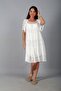 Women's Italian Sequin Detailed Round Neck Lined Lace Midi Dress - 3