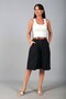 Women's Elastic Waist Pocketed Knee Length Bermuda Italian Cotton Shorts - 3