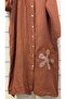 Italian Linen Long Dress with Floral Sequin Embroidery - 3