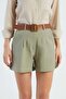 Pleated Belt Detailed Shorts - 6