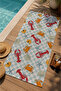 Mint Dama Seafood Lobster Crab Patterned 70X150 Beach Towel - Cotton Bath Towel - 3