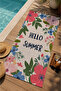 Pink Botanical Hello Written Floral Patterned 70X150 Beach Towel - Digital Printed Bath Towel - 3
