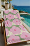 Pink Green Retro Large Floral Pattern 70X150 Beach Towel - Digital Printed Fade-Resistant Bath Towel