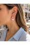Women's Pink Blue White Colorful Twisted Hoop Earrings with Gold Detail Stylish Bijouterie Earrings - 6