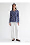 Peak New Season Navy Blue Crew Neck Patterned Blouse - 2
