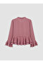 Pink Tie-Neck Plaid Ruffled Chiffon Blouse - 2