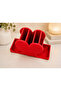 Heart Design Makeup Organizer Red 3 Compartment Desktop Organizer 22X9 cm - 4