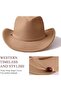 Cowboy hat khaki retro felt adjustable 53-55cm. - 5