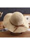 Women's straw hat beige UV foldable adjustable beach. - 5