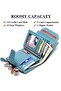 Women's wallet blue soft leather driver's license card holder. - 2