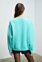 Karius women's organic cotton fleece-lined oversize round neck blue sweatshirt - 7
