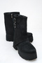 Lucia Black Suede Women's Daily Belted Double Buckle Comfortable Stylish Wedge Heeled Boots