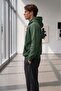 Men's Green Plain Hooded Sweatshirt Black Wide Leg Sweatpants Set - 3