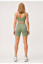 U Neck Bustier and Push up Shorts Sport Leggings Set - Khaki / 1920-1950 - 2