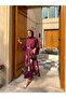 Lilien Tulip Patterned Skirt Set Plum - 4