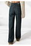 Women's Od Brown High Waist Wide Leg Jean Pants with Contrast Leg Detail - 5