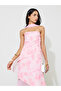 Pink Graphic Print A-Line Midi Dress with Scarf - 2