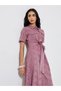Schiffli Short Sleeve Shirt Midi Dress with Belt Detail
