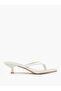 White Kitten Heel Thong Sandals