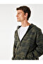 Cotton Camouflage Patterned Comfortable Fit Hooded Zippered Denim Jacket - 2