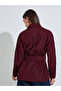 Burgundy Longline Corduroy Shirt with Belt - 4
