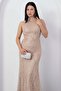 Halter neck beaded tulle dress 41091 - 5