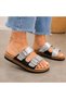 Women's glitter double buckle slippers - 3
