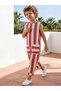 Boy's Jumpsuit 100% Cotton Red and White Striped Sleeveless Summer Wear - 4