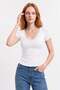 Short Sleeve T-Shirt with Oval Lace Detail on the Collar