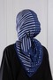 Stripe Patterned Soft Scarf Navy Blue - 5