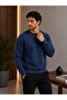 Mavi Renk Basic Bisiklet Yaka Relaxed Regular Erkek Sweatshirt - 3