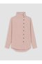 Pink Stand Collar Striped Women's Shirt - 5