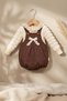 Baby Girl Brown Corduroy Salopet and Popcorn Blouse Romper with Scallop Collar 2-Piece Combination Set - 2
