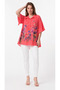Women's Scalloped Bat Sleeve Loose Fit Italian Style Shirt Collar Tunic - 4