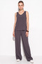 Women's V-Neck Strap Blouse with Palazzo Pants Gray Bottom-Top Set - 7