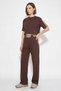 Women's Striped Detailed Crop Blouse High Waist Bitter Coffee Set - 2