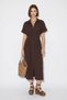 Women's Buttoned Pocket Detailed Waist-Slit Midi Modal Bitter Brown Dress