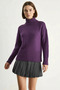 Women's Turtleneck Purple Sweater - 3