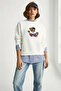 Women's Teddy Embroidered Crew Neck Casual White Sweatshirt - 6