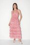 Women's Halter Neck Gipeli Backless Layered Maxi Pink Dress - 4